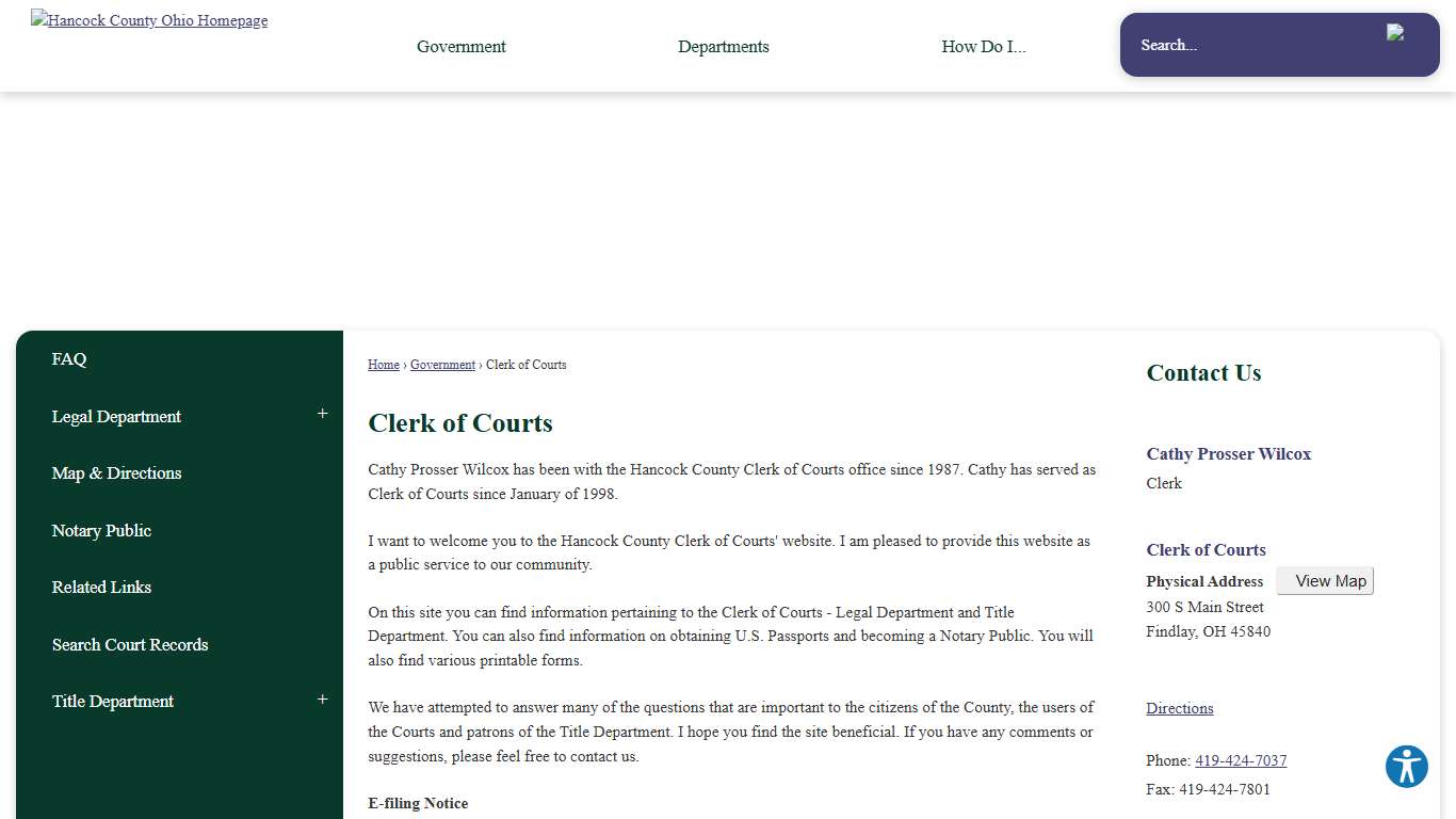 Clerk of Courts Hancock County, OH