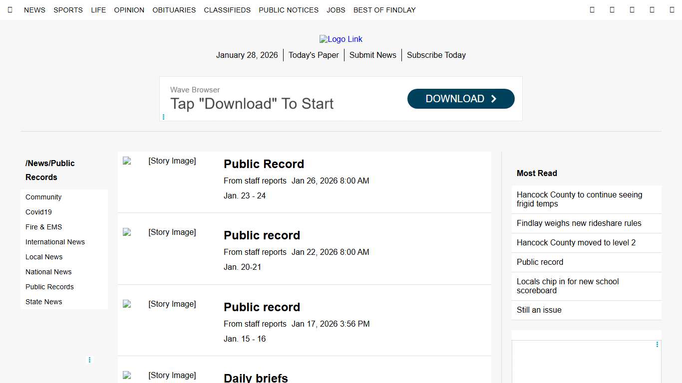 The Courier News Public Records