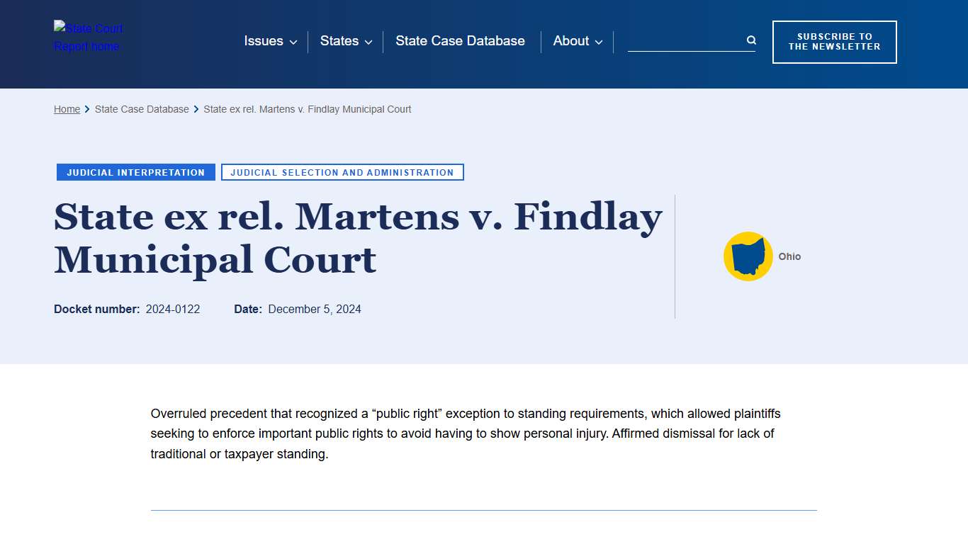 State ex rel. Martens v. Findlay Municipal Court State Court Report